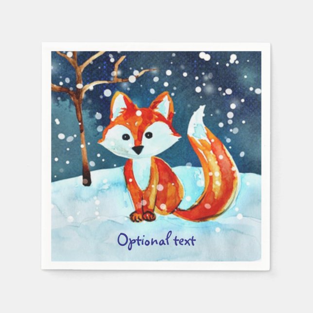 Red Fox in Snow  Napkins (Front)