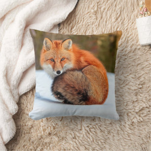 Red Fox In Snow   Yukon Throw Pillow