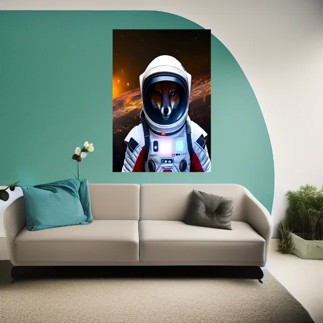 Red fox in space suit | AI Art Poster | Zazzle