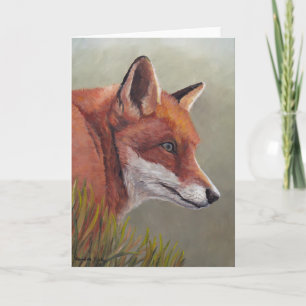 Red Fox in the Grass Animal Art Greeting Card