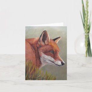 Red Fox in the Grass Animal art Note Card