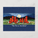 Red Fox in the Moon Whimsical Watercolor Postcard