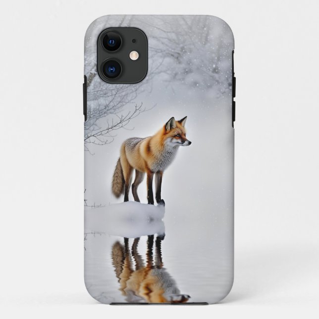 Red Fox in the Snow Cute and Beautiful Case-Mate iPhone Case (Back)