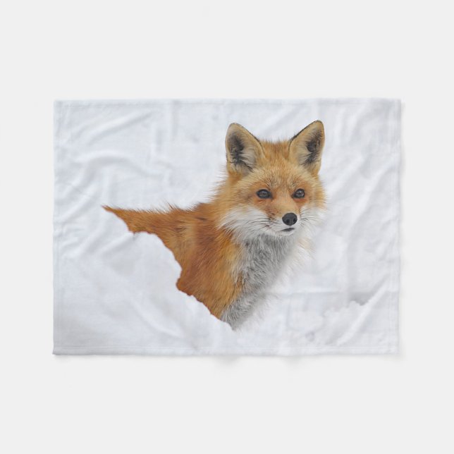 Red Fox in the Snow Fleece Blanket (Front (Horizontal))