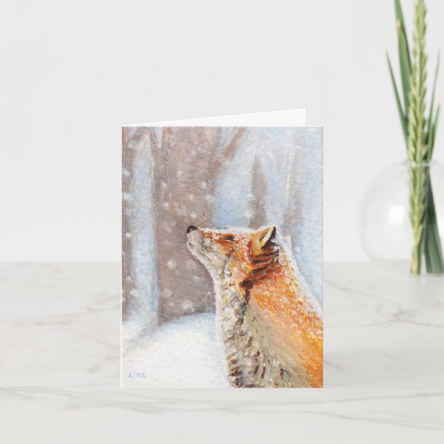 Red Fox in the Snow Painting Note Card (Front)