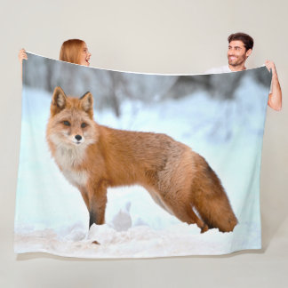 Red Fox in the Winter Fleece Blanket