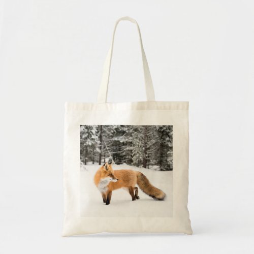 Red Fox in White Snow Tote Bag