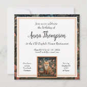 Red Fox in William Morris Style Flower Garden Invitation (Back)
