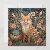 Red Fox in William Morris Style Flower Garden Invitation (Front)