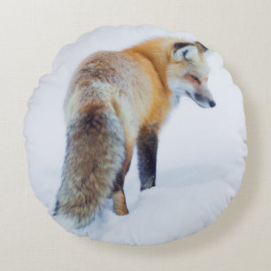 Red Fox in Winter Round Pillow