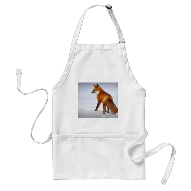 Red Fox in Winter Snow Adult Apron (Front)