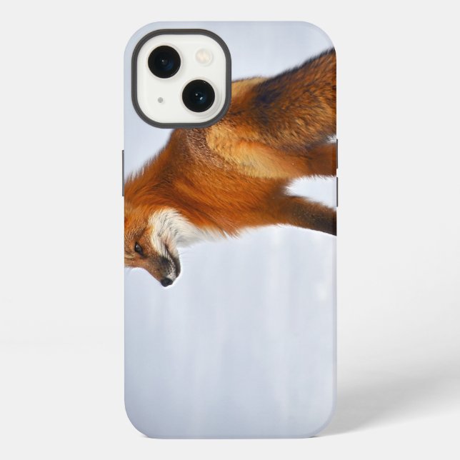 Red Fox in Winter Snow Iphone Case (Back)