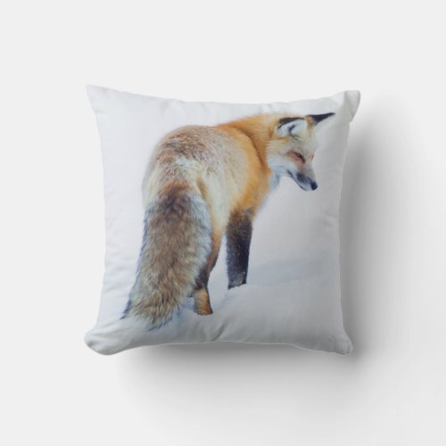 Red Fox in Winter Throw Pillow