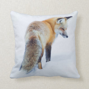 Red Fox in Winter Throw Pillow
