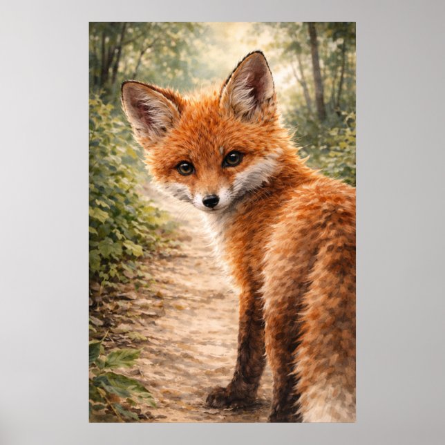 Red Fox Kit Woodland Animal Poster (Front)
