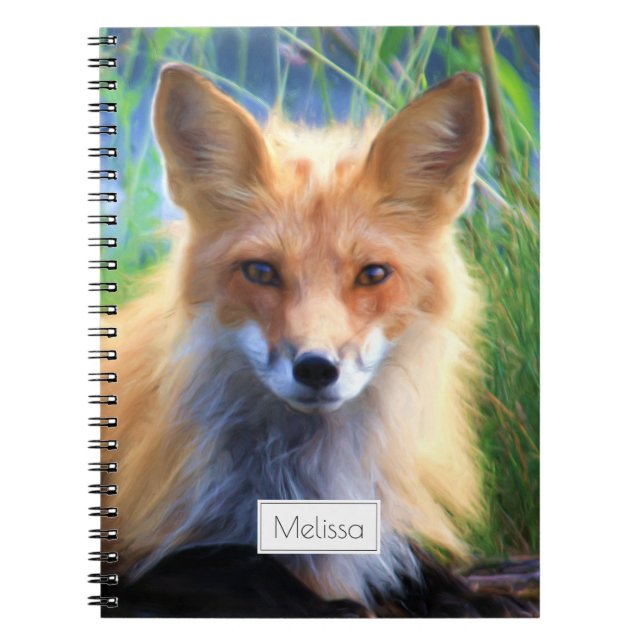 Red Fox Laying in the Grass Scenic Personalized Notebook (Front)