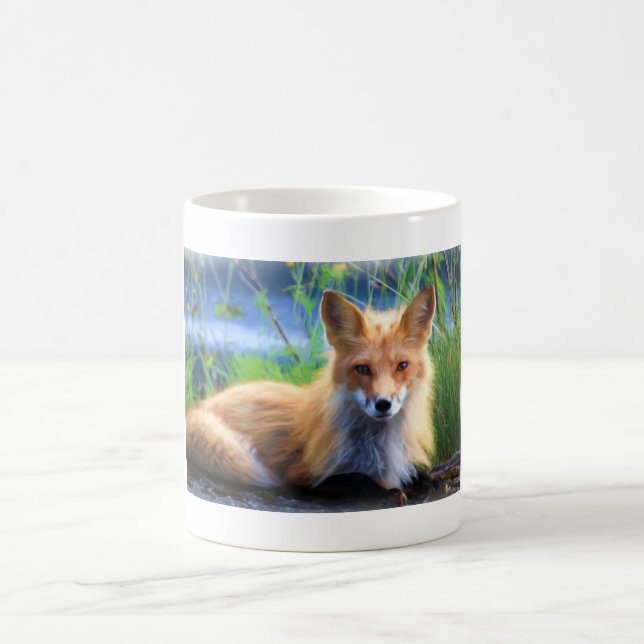 Red Fox Laying in the Grass Scenic Wildlife Coffee Mug (Center)