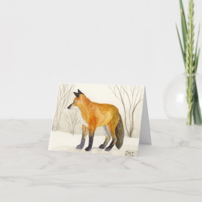 Red Fox Letterpress Thank You Card (Front)
