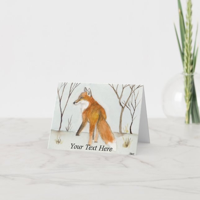 Red Fox Letterpress Thank You Card (Front)