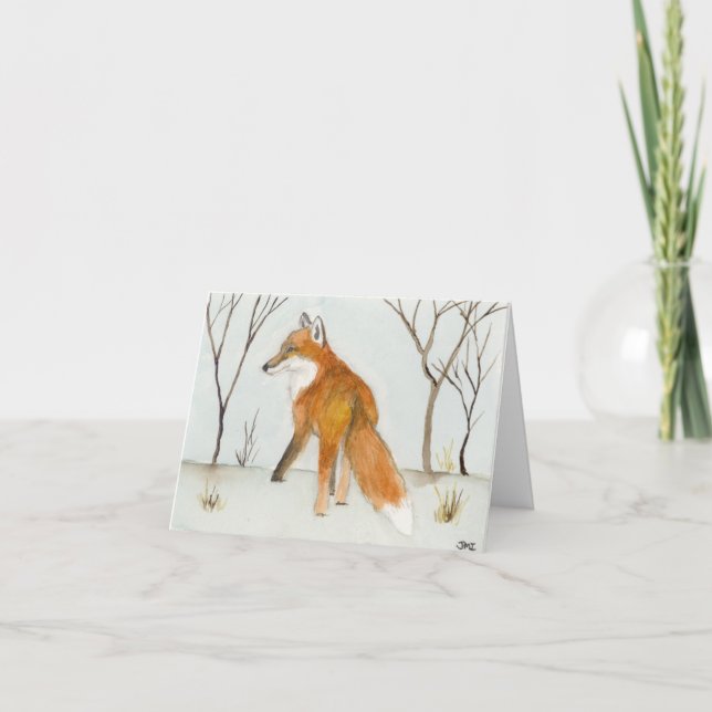Red Fox Letterpress Thank You Card (Front)