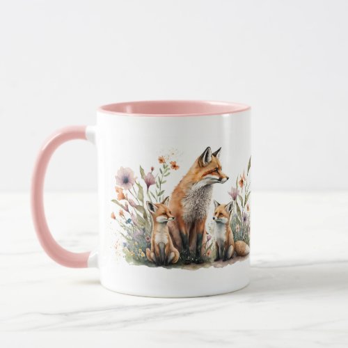 Red Fox Mama with Kit Mug