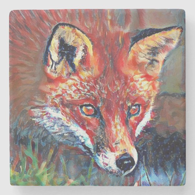 Red Fox Marble Coaster (Front)