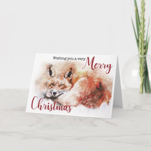 Red Fox Merry Christmas Card