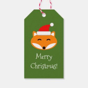 Red fox Merry Christmas to and from blank Holiday Gift Tags