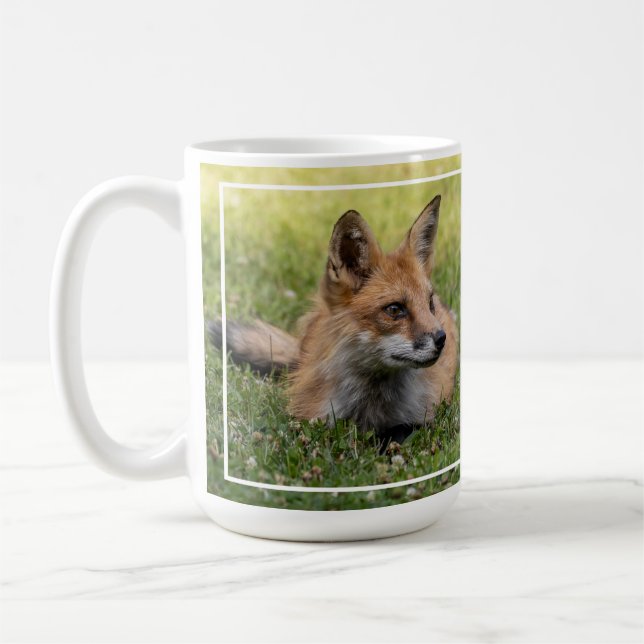 Red Fox On A Bed Of Clover  Coffee Mug (Left)