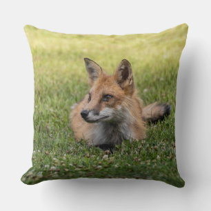 Red Fox On A Bed Of Clover Throw Pillow