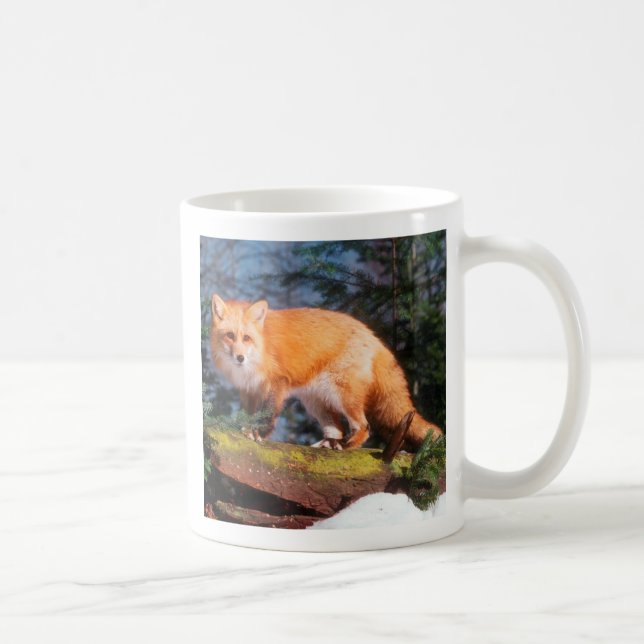 Red Fox on a log Coffee Mug (Right)