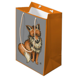 Red Fox on Grey background Medium Gift Bag
