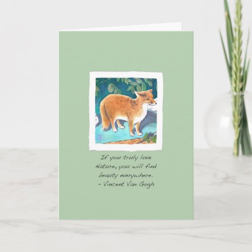 Red Fox on Light Green Encouragement Card