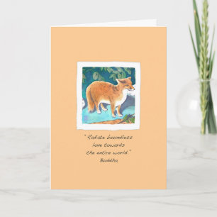 Red Fox on Pale Apricot Thinking of You Card