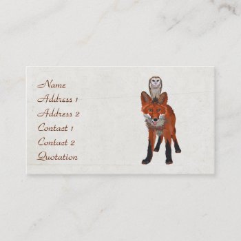 Red Fox & Owl  Business Card by Greyszoo at Zazzle
