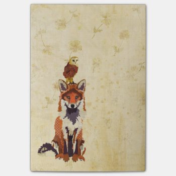 Red Fox & Owl Post It Note by Greyszoo at Zazzle