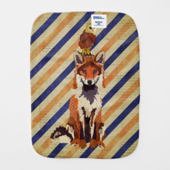 Red Fox & Owl Stripes Burp Cloth by Greyszoo at Zazzle
