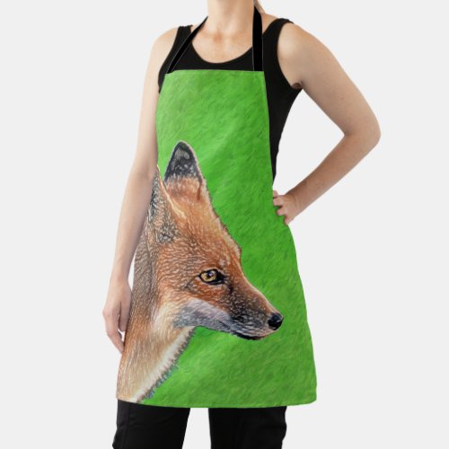 Red Fox Painting _ Original Wildlife Art Apron