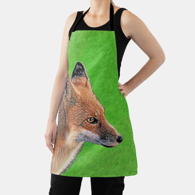 Red Fox Painting - Original Wildlife Art Apron (Insitu)