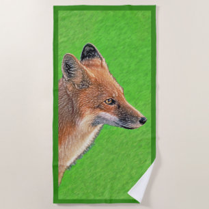 Red Fox Painting - Original Wildlife Art Beach Towel