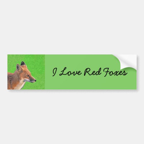 Red Fox Painting _ Original Wildlife Art Bumper Sticker