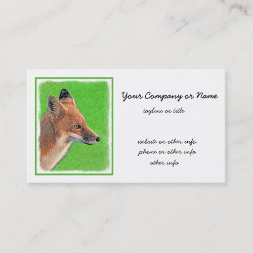 Red Fox Painting _ Original Wildlife Art Business Card