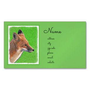 Red Fox Painting - Original Wildlife Art Business Card Magnet