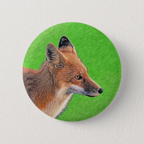 Red Fox Painting _ Original Wildlife Art Button