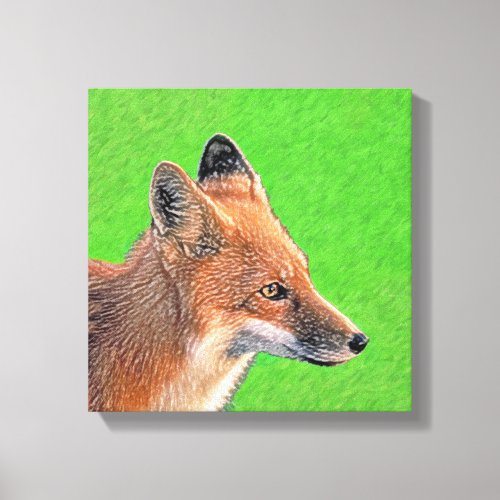 Red Fox Painting _ Original Wildlife Art Canvas Print