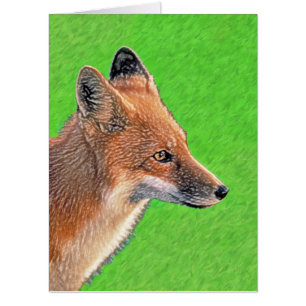 Red Fox Painting - Original Wildlife Art Card