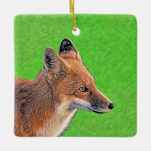 Red Fox Painting _ Original Wildlife Art Ceramic Ornament