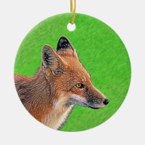 Red Fox Painting _ Original Wildlife Art Ceramic Ornament