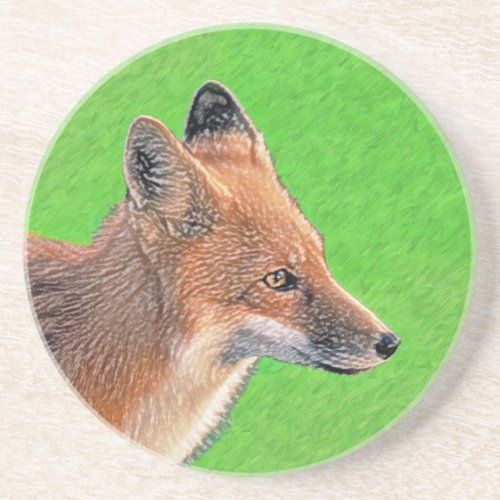 Red Fox Painting _ Original Wildlife Art Coaster