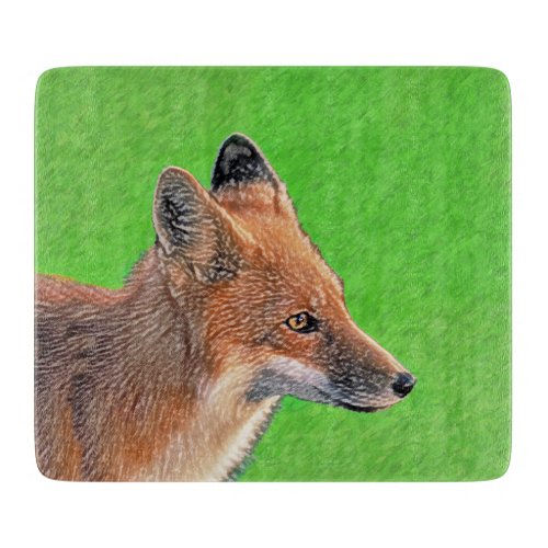 Red Fox Painting _ Original Wildlife Art Cutting Board